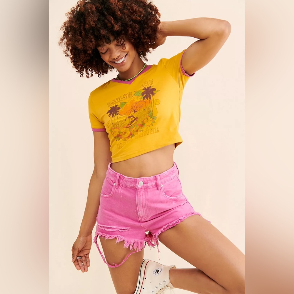 Free People x Rolla's Layla Pink Duster Shorts